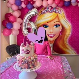 Barbie Birthday backdrop and decorations